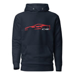 2024 Corvette C8 hoodie for Vette Drivers Torch Red Minimalist Silhouette Custom Pullover