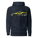 2024 Corvette C8 hoodie for Vette Drivers Accelerate Yellow Minimalist Silhouette pullover