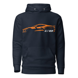 2024 Corvette C8 hoodie for Vette Drivers Amplify Orange Minimalist Silhouette Pullover