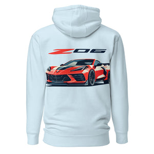 Red C8 Corvette Z06 Hoodie for 8th Generation Vette Owners Drivers Pullover Sweatshirt