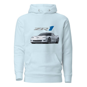 Arctic White 2011 Corvette C6 ZR1 Custom Sixth Gen Vette Drivers Hoodie for car show