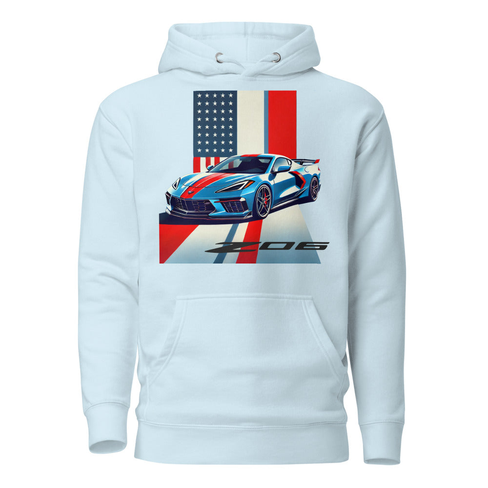 American Supercar C8 Corvette Z06 hoodie for 8th Gen Vette Drivers Patriotic pullover