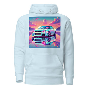 Surreal Sunset R34 GT-R Skyline hoodie for JDM Fans Japanese Car Culture Pullover