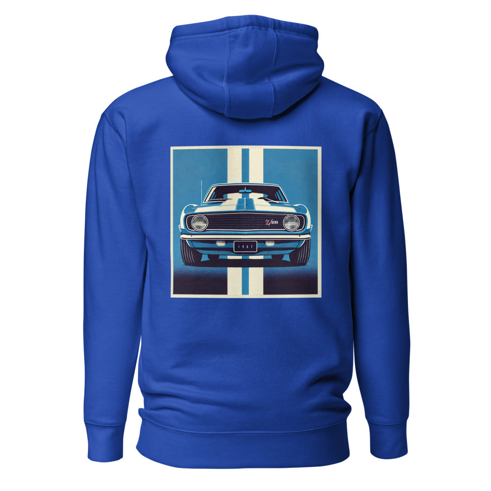 1967 Camaro Z28 Unisex hoodie for Chevy Classic Muscle Car Fans Drivers Gearheads Pullover