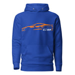 2024 Corvette C8 hoodie for Vette Drivers Amplify Orange Minimalist Silhouette Pullover