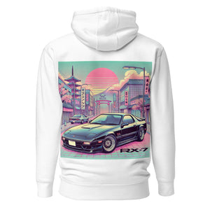 Tokyo Sunset RX7 hoodie for 90s JDM Japanese Tuner Car Fans Gearheads RX-7 pullover