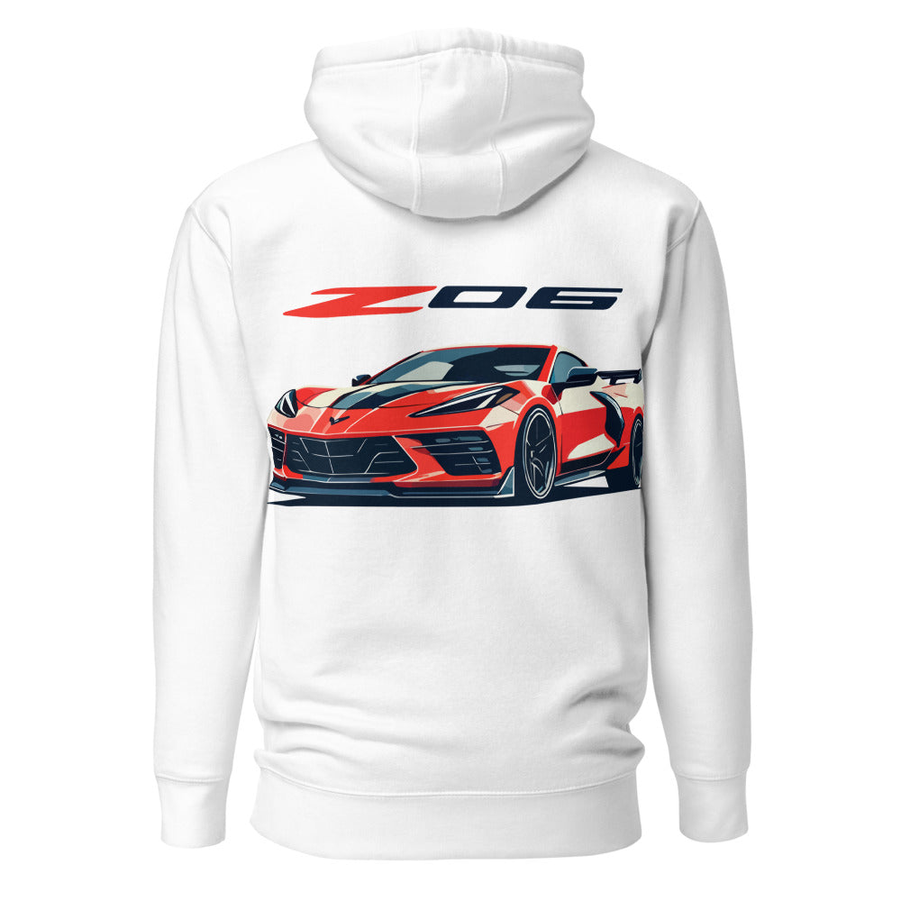 Red C8 Corvette Z06 Hoodie for 8th Generation Vette Owners Drivers Pullover Sweatshirt