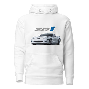 Arctic White 2011 Corvette C6 ZR1 Custom Sixth Gen Vette Drivers Hoodie for car show