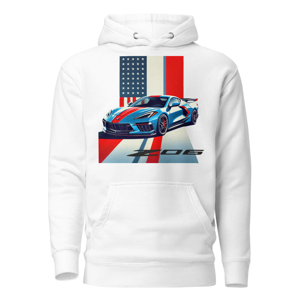 American Supercar C8 Corvette Z06 hoodie for 8th Gen Vette Drivers Patriotic pullover