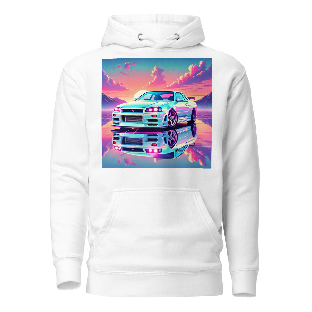 Surreal Sunset R34 GT-R Skyline hoodie for JDM Fans Japanese Car Culture Pullover