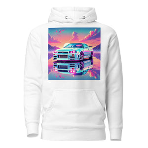 Surreal Sunset R34 GT-R Skyline hoodie for JDM Fans Japanese Car Culture Pullover