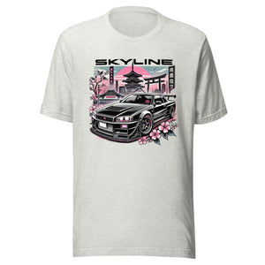 Black R34 GT-R Skyline t-shirt for 90s JDM Fans Japanese Tuner Car Culture Drip GTR Tees