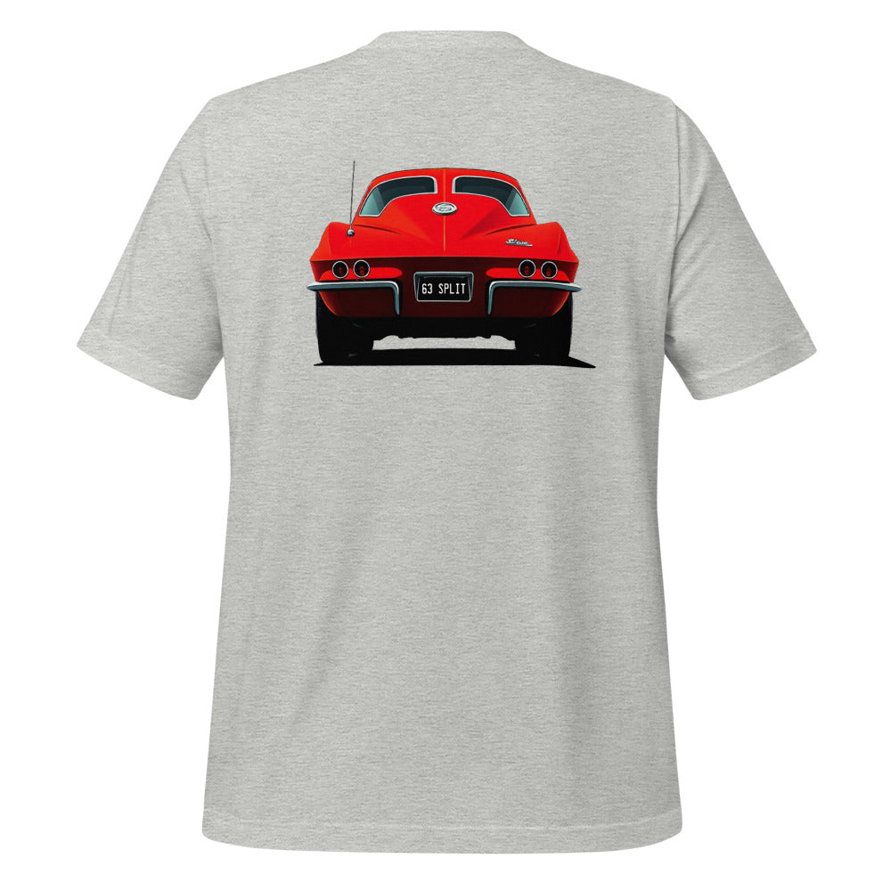 1963 Red Split Window Vette C2 t-shirt for Classic Car Fans