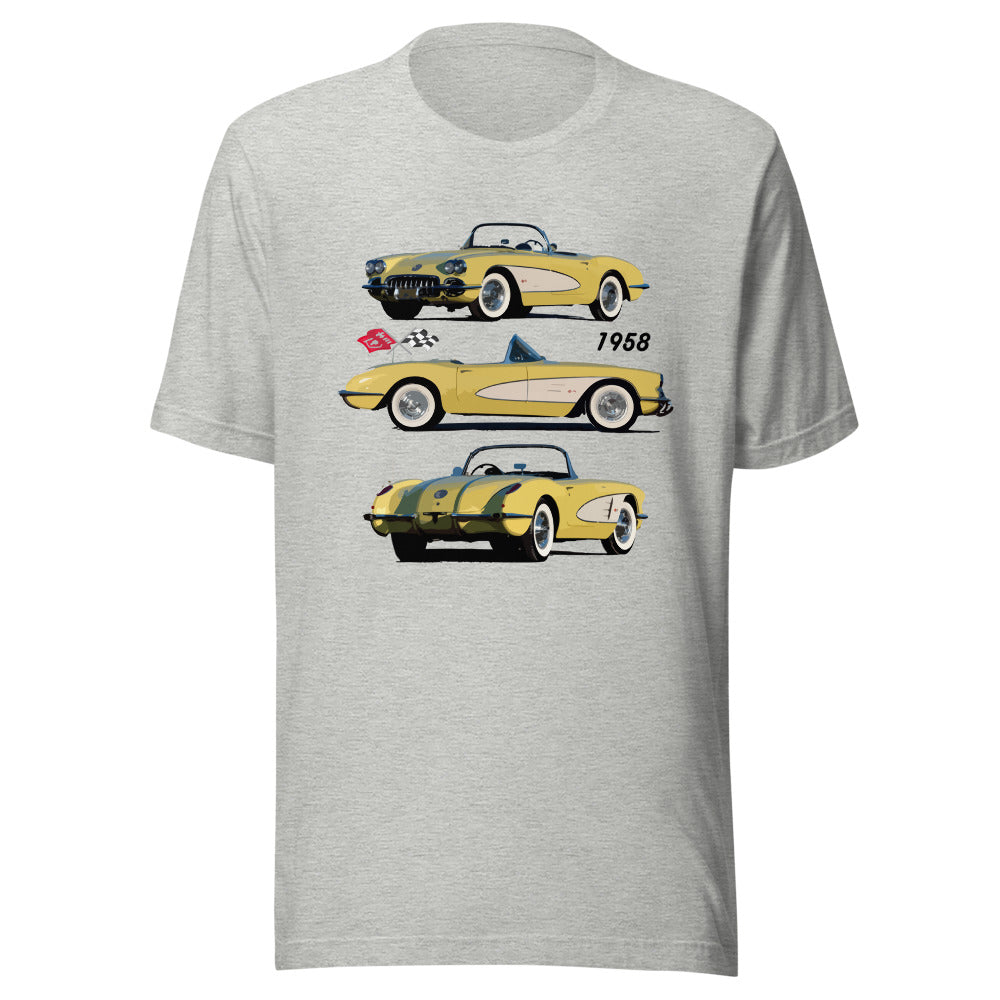 1958 Corvette C1 Panama Yellow and White Antique American Classic Car Art Unisex t-shirt
