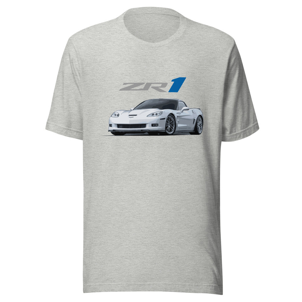 Arctic White 2011 Corvette C6 ZR1 Custom Sixth Gen Vette Drivers t-shirt for car show