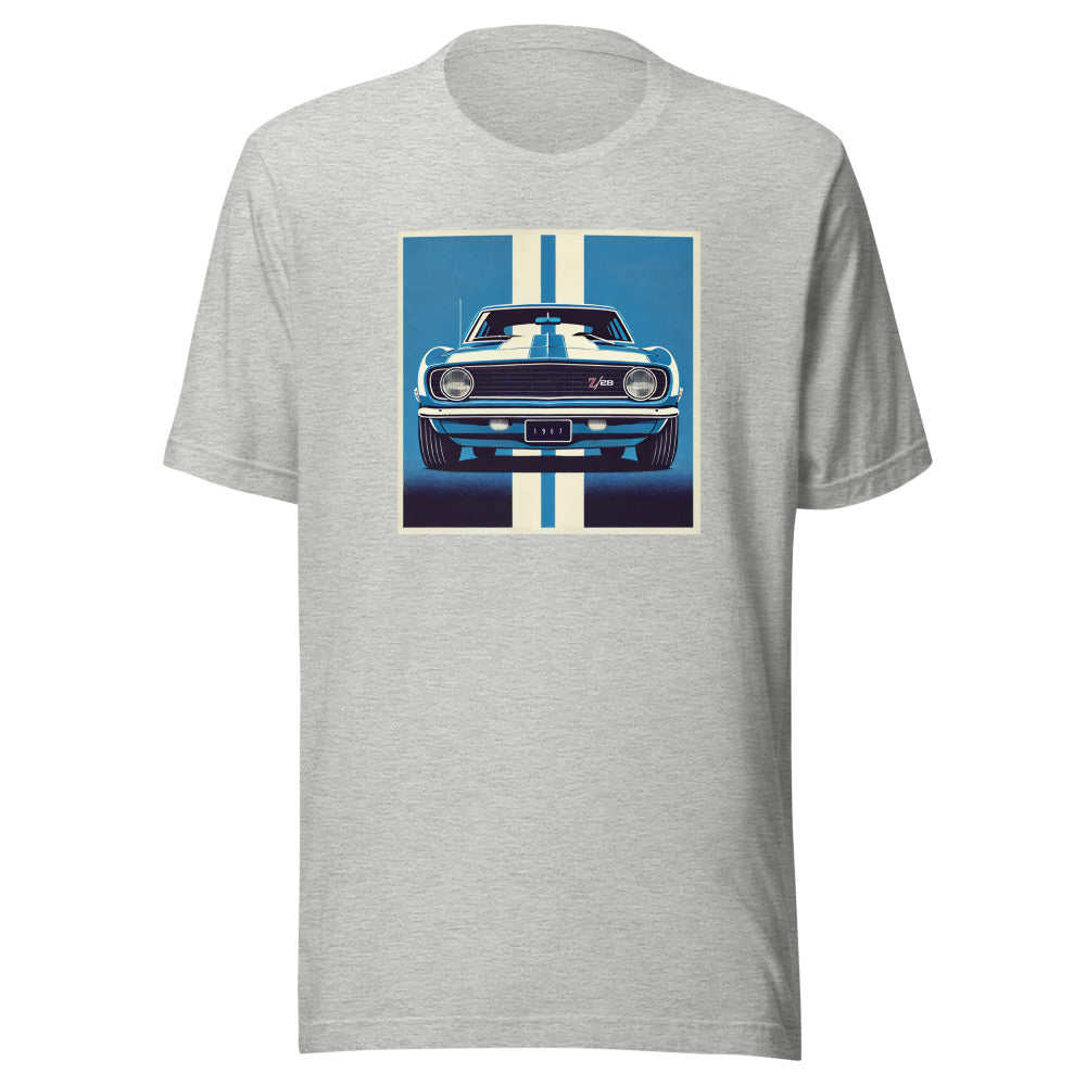 1967 Camaro Z28 Unisex t-shirt for Chevy Classic Muscle Car Fans Drivers Gearheads Tee