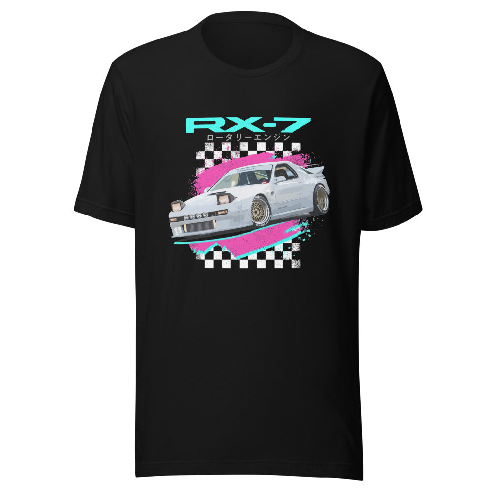 Rertro 80s 90s JDM Car Graphic RX-7 Miami Aesthetic Japanese Street Race RX7 t-shirt
