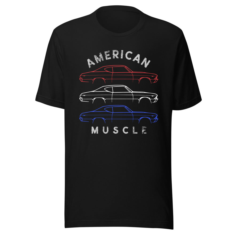 1969 Chevelle SS Outline Patriotic Colors American Muscle Car Owner Unisex t-shirt