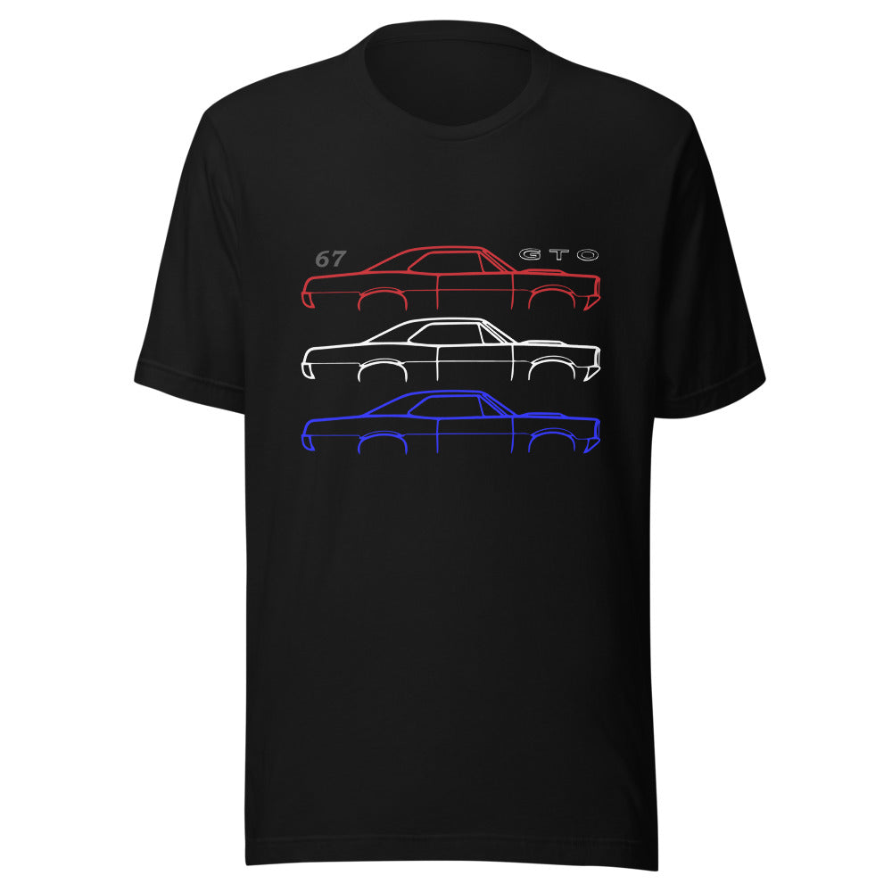 1967 GTO Outline American Muscle Car Patriotic Theme Unisex t-shirt