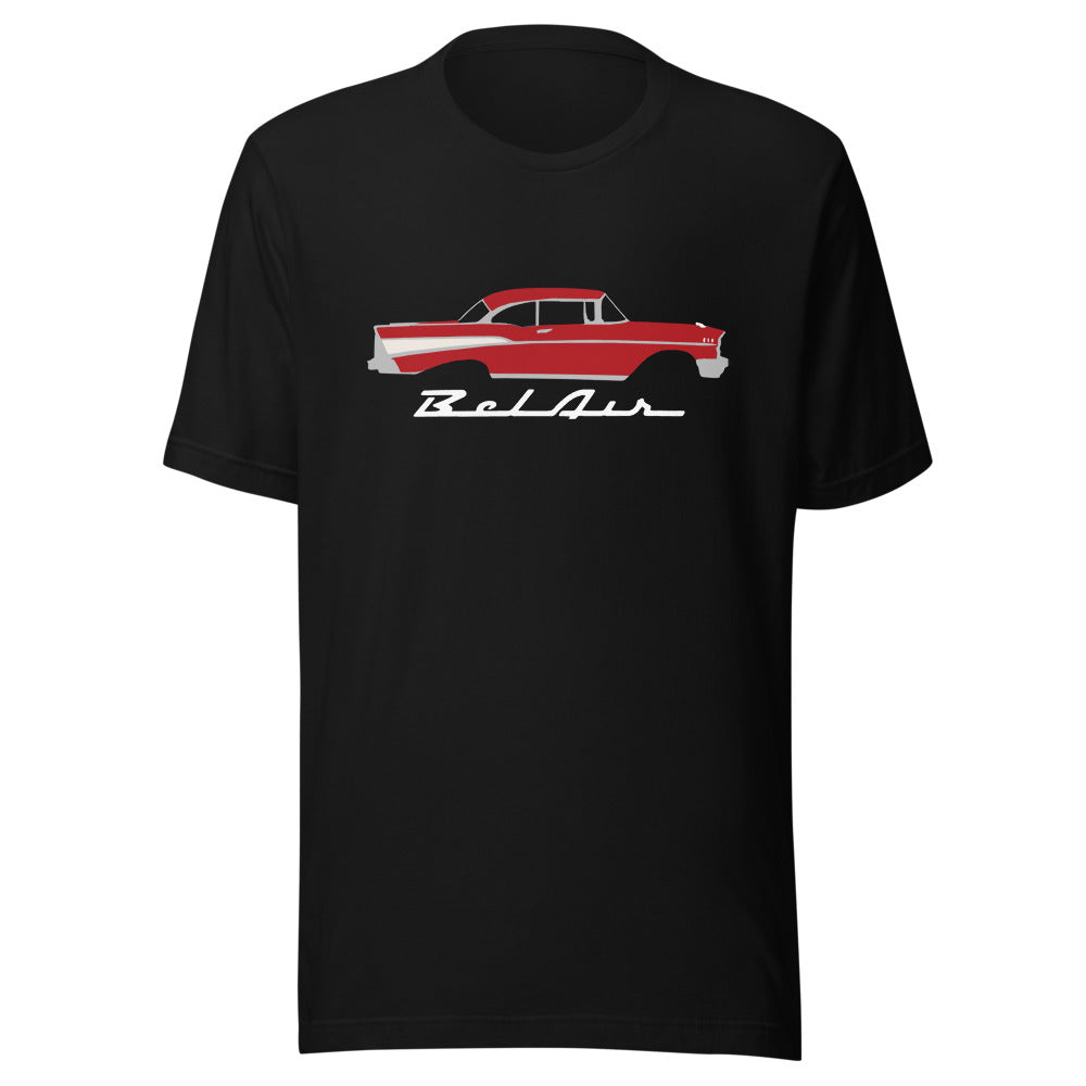 1957 Bel Air Matador Red Hardtop Antique 57 Chevy Classic Car Graphic t-shirt