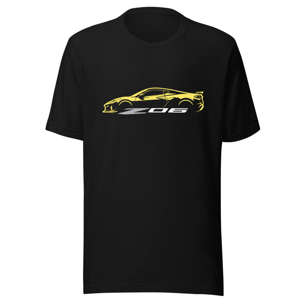 2024 2025 Corvette C8 Z06 Accelerate Yellow Silhouette 8th Generation Vette Drivers Custom t-shirt