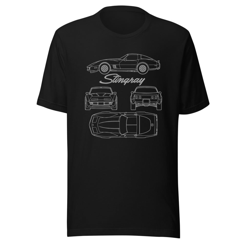 Third Generation Corvette Stingray T-Shirt for C3 Vette Enthusiasts Classic Car Owners Tee