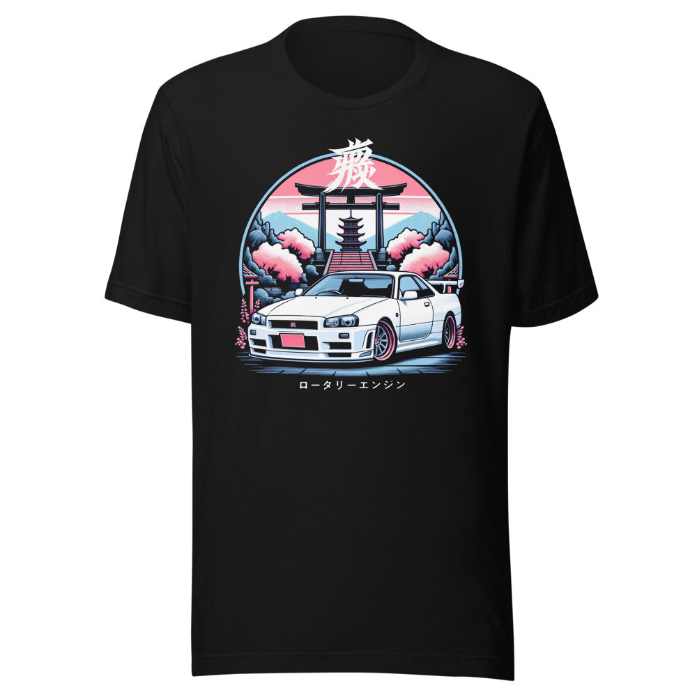 Japanese Aesthetic R34 Skyline GTR t-shirt for JDM Fans 90s Japan Car Culture GT-R Tee