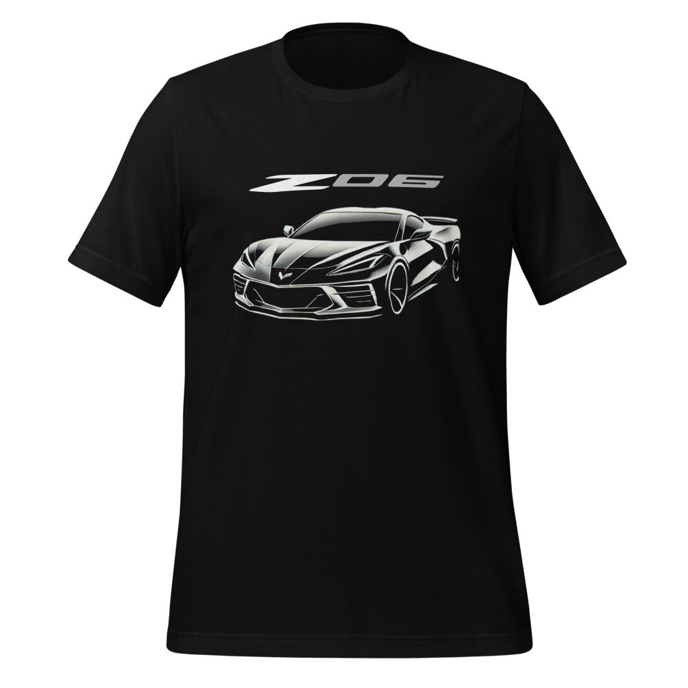 Next Gen C8 Corvette Z06 t-shirt for Vette Drivers Black Out Edition Vette Show Tee