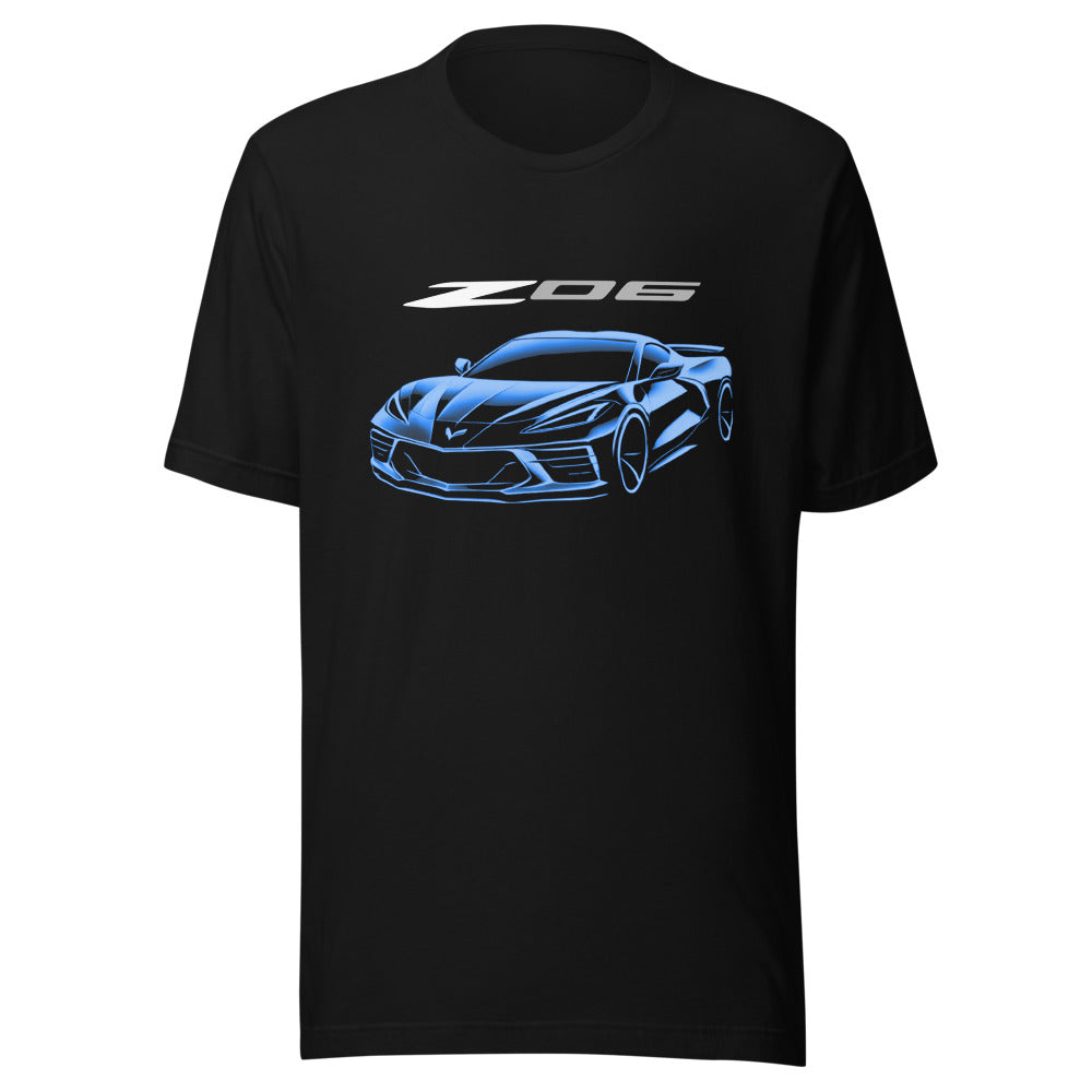 Next Gen C8 Corvette Z06 t-shirt for Vette Drivers Futuristic Blue Edition Vette Show Tee