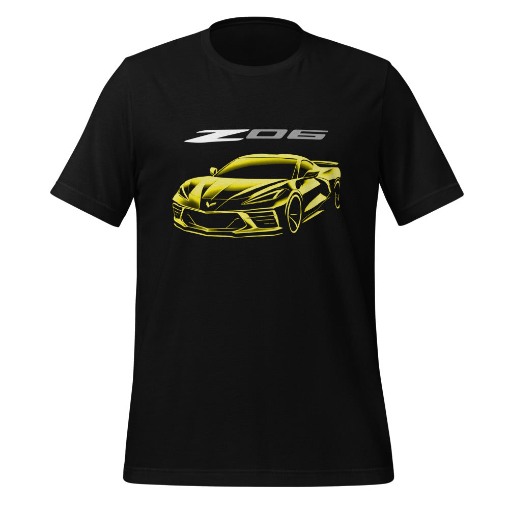 Next Gen C8 Corvette Z06 t-shirt for Vette Drivers Yellow Vibes Edition Vette Show Tee