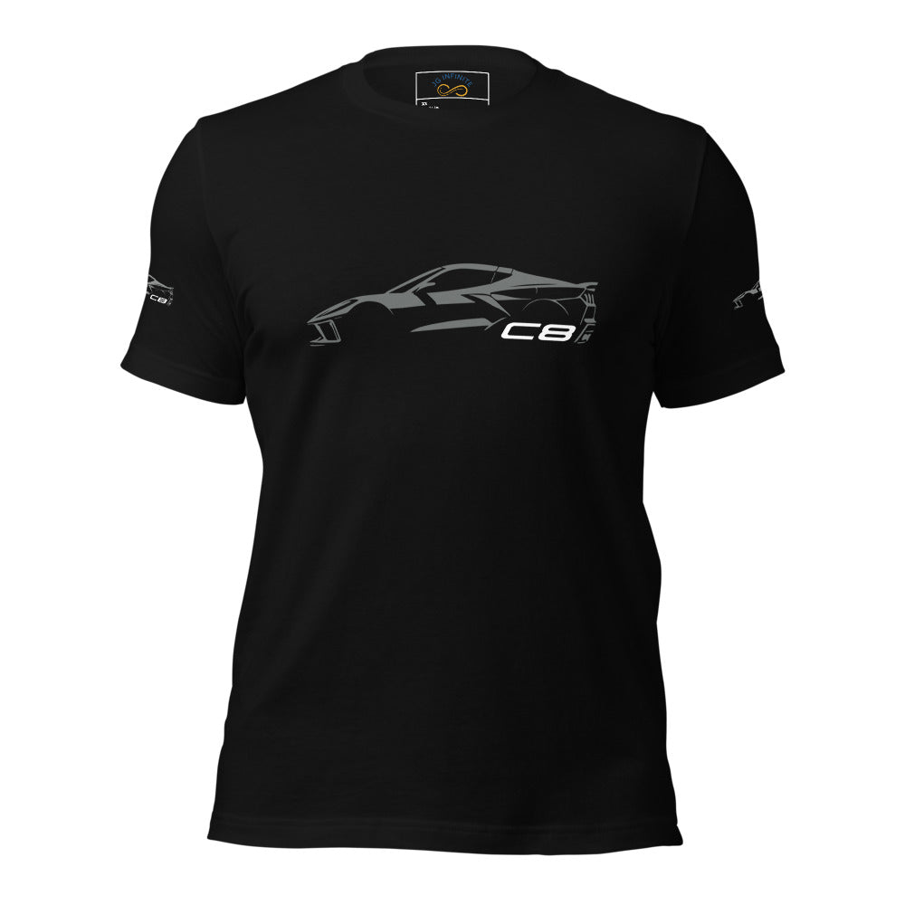 2024 Corvette C8 tshirt for Vette Drivers Hypersonic Gray Minimalist Silhouette Custom tee