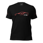2024 Corvette C8 tshirt for Vette Drivers Red Mist Minimalist Silhouette Custom tee