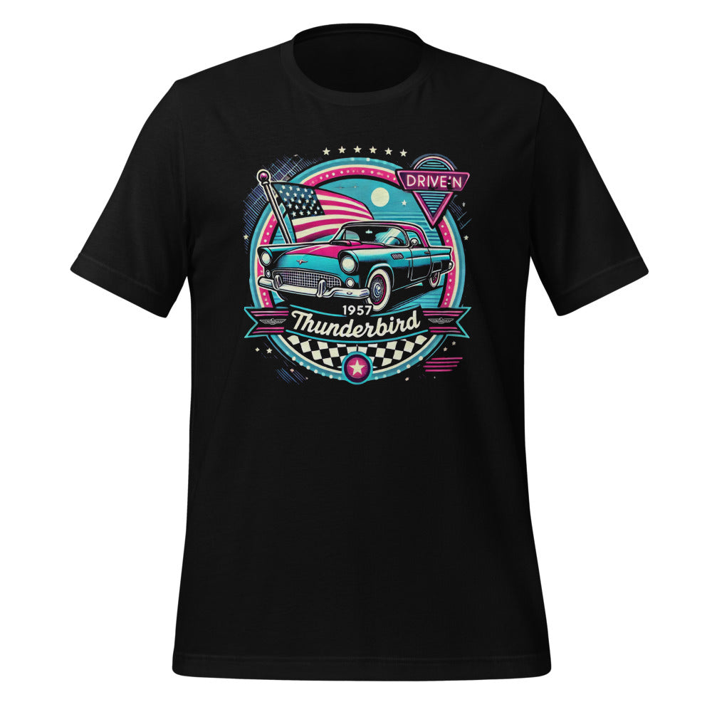 1957 Thunderbird tshirt for Classic car owners 1950s Diner Americana Aesthetic T-bird Tee