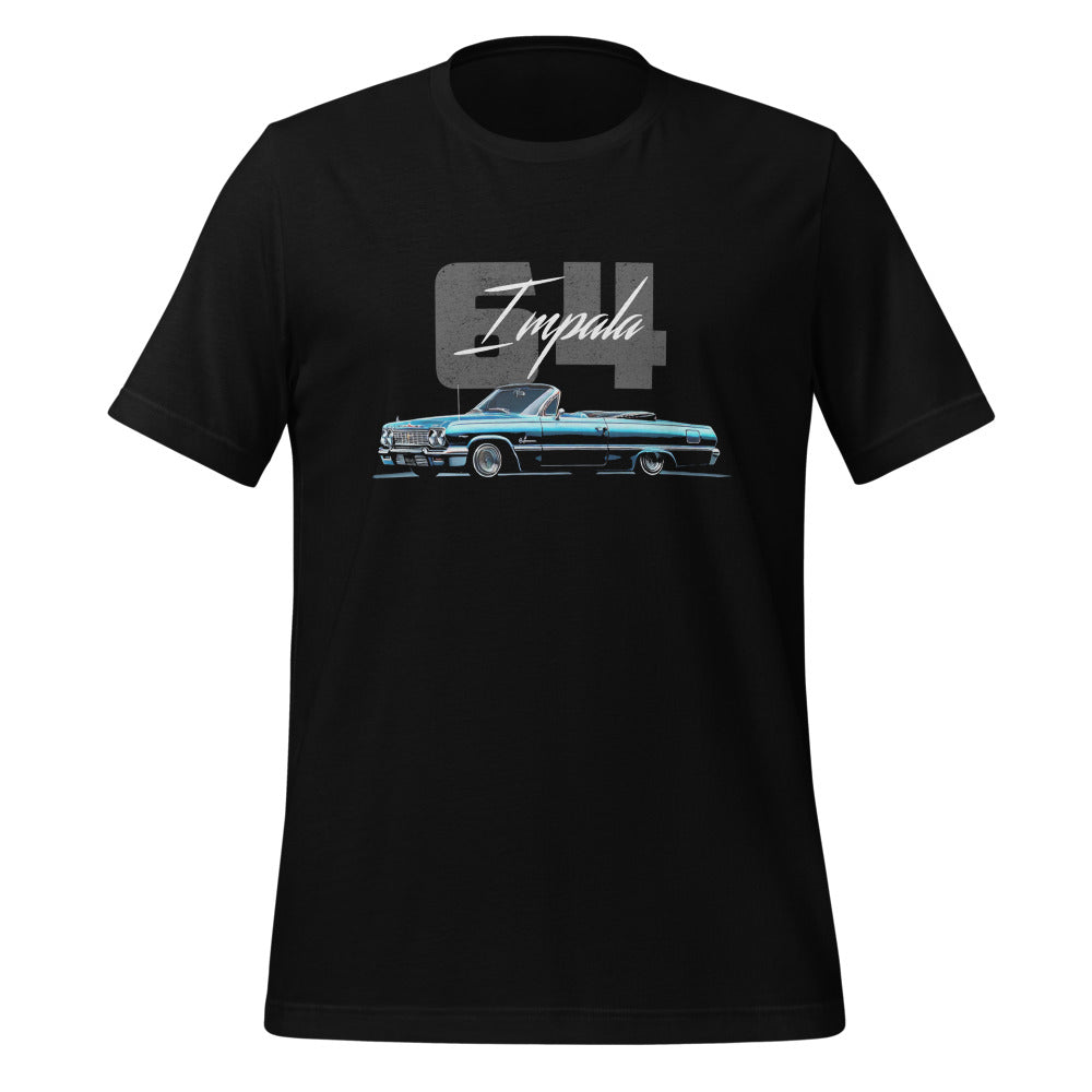1964 Chevy Impala Blue 2 Door Convertible Lowrider Classic Car T-Shirt