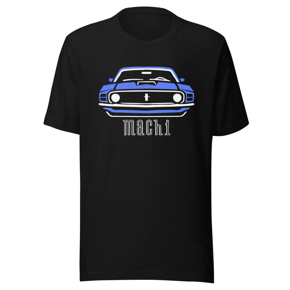 1970 Grabber Blue Mach 1 tshirt for Stang Owners Classic Muscle Car Enthusiasts tees