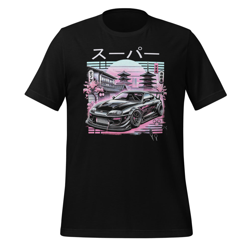 Black Supra MK4 t-shirt for 1990s JDM Japanese Tuner Car Culture Fans Retro Graphic Tee