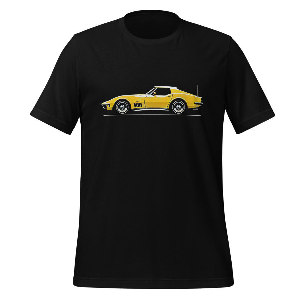 Yellow C3 Corvette Minimalist Art Graphic t-shirt for Chevy Classic Car Bowtie Fans