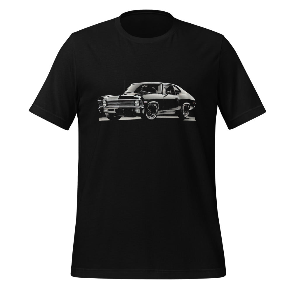 Black 1969 Nova t-shirt for Chevy Classic car Gearheads Tee