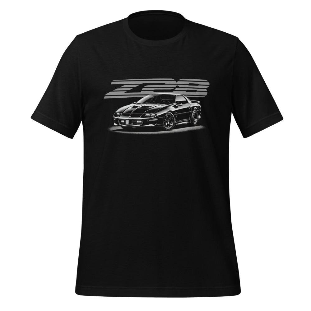 Black Chevy Camaro Z28 t-shirt for Chevy Owners Drivers Gearheads Tee