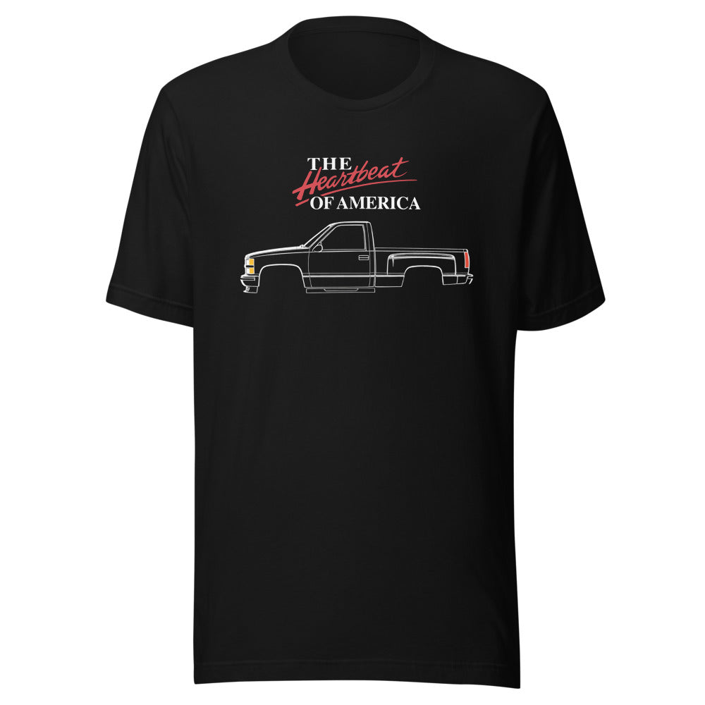 Heartbeat of America 1990 Chevy K1500 Pickup t-shirt for Truck Owners