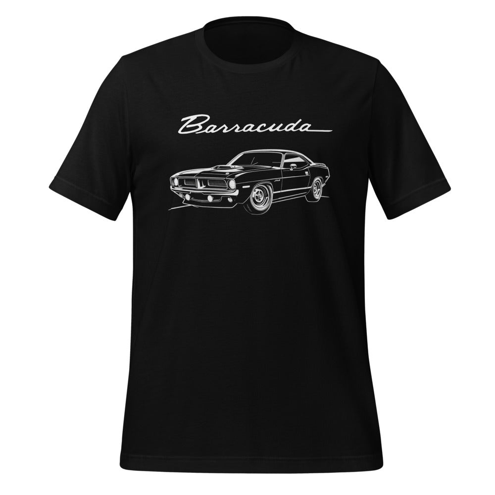 1972 Barracuda black t-shirt for Muscle Car Fans Gearheads 72 Cuda Tee