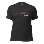 2024 Corvette C8 tshirt for Vette Drivers Red Mist Minimalist Silhouette Custom tee