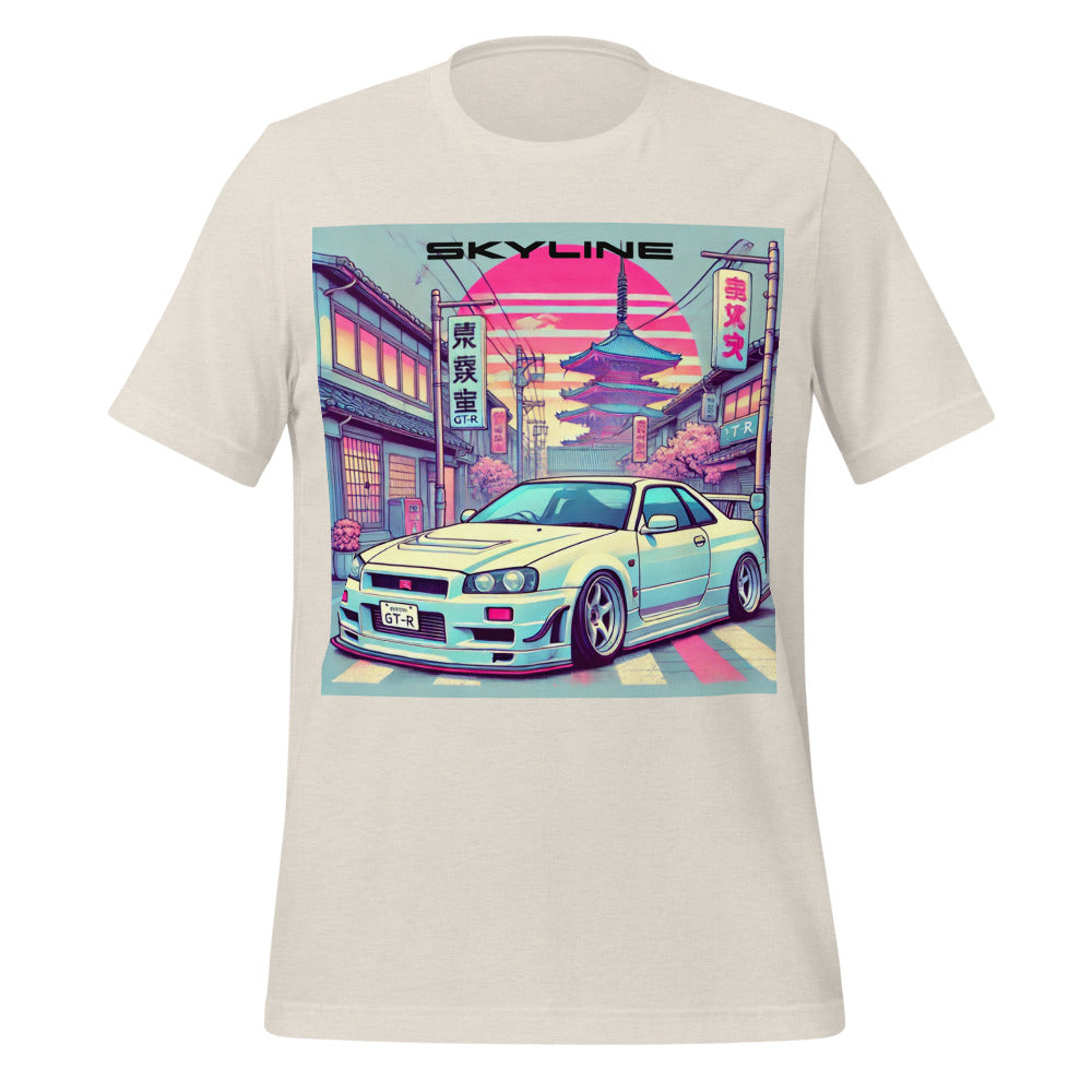 Tokyo Sunset R34 Skyline GT-R t-shirt for JDM Japanese Car Fans GTR Tee