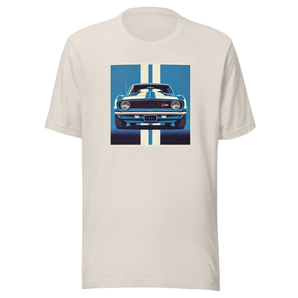 1967 Camaro Z28 Unisex t-shirt for Chevy Classic Muscle Car Fans Drivers Gearheads Tee