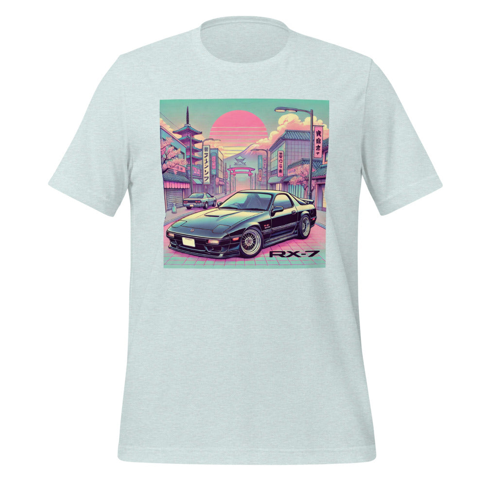 Tokyo Sunset Retro RX7 t-shirt for 90s JDM Japanese Tuner Car Fans Gearheads RX-7 Tee