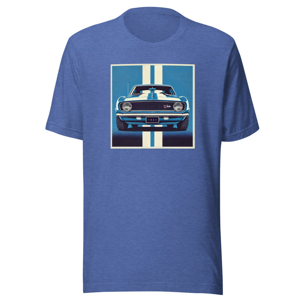 1967 Camaro Z28 Unisex t-shirt for Chevy Classic Muscle Car Fans Drivers Gearheads Tee