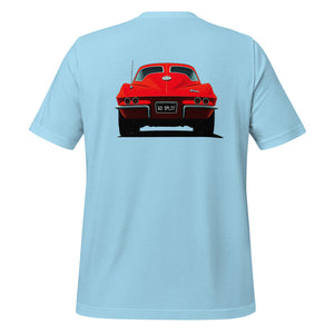 1963 Red Split Window Vette C2 t-shirt for Classic Car Fans