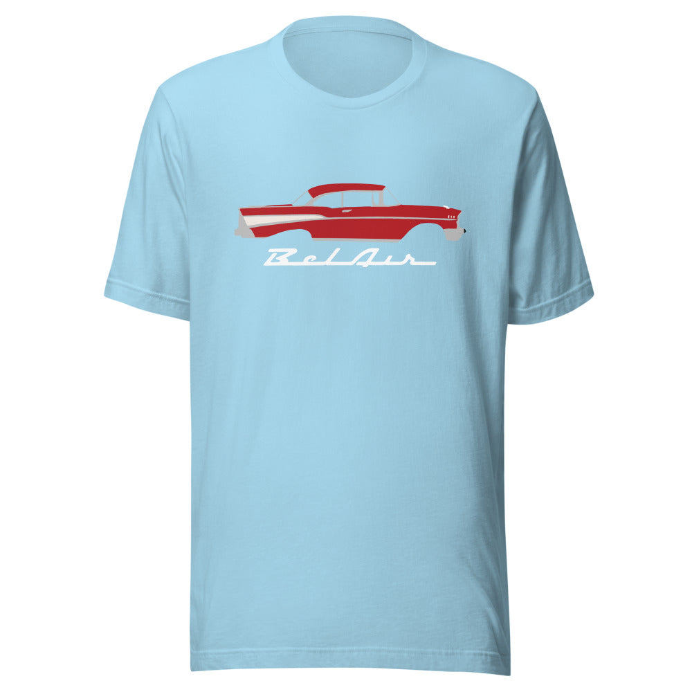 JG Infinite 1957 Bel Air Matador Red Hardtop Graphic Hoodie - Unisex, 50% Cotton 50% Polyester, Classic Car Design