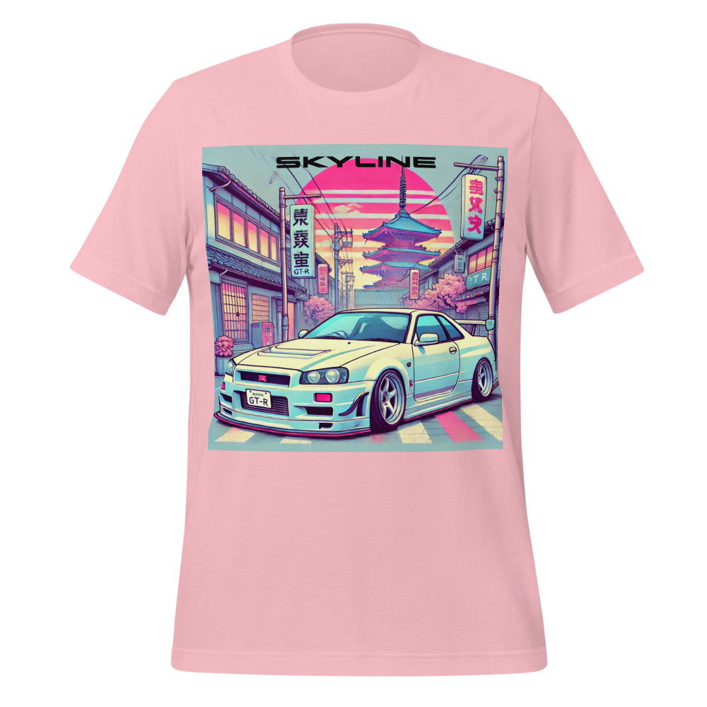 Tokyo Sunset R34 Skyline GT-R t-shirt for JDM Japanese Car Fans GTR Tee