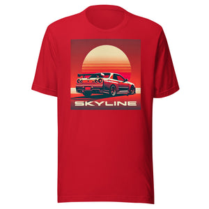 Red Sky Sunset R34 GT-R Skyline t-shirt for JDM Fans